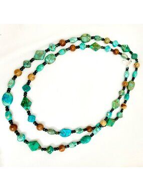 Jay King DTR (Desert Rose Trading) Blue/Green Turquoise Bead Necklace 42"